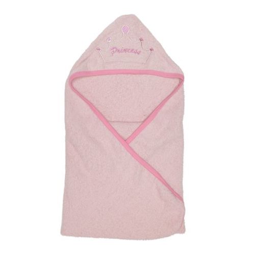 Everyday Kids Hooded Bath Towel for Girls – 3D Pink Princess with Crown, Soft Terry Cloth, Absorbent, Baby Girl Bath Time Essential