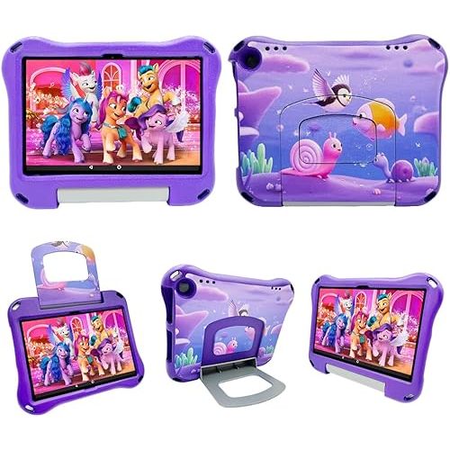 Riaour 8 inch Tablet Case,(Compatible with 12th/10th Generation 2024/2022/2020) Light Weight Shock Proof Convertible Handle Stand Kids Case(Incompatible with iPad Samsung 8 inch Tablet) (Purple)