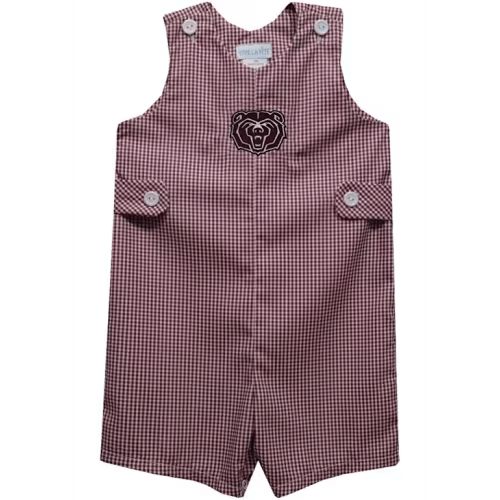 Vive La Fete Missouri State Bears Baby MAROON Gingham Overalls - 2874868
