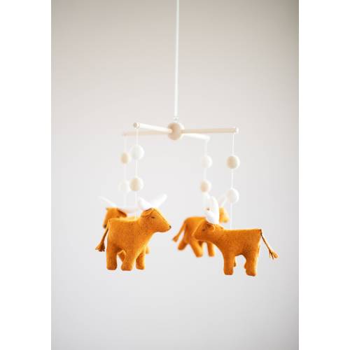 Longhorn Baby Mobile: Handmade Wool Felt Cowboy Nursery Decor