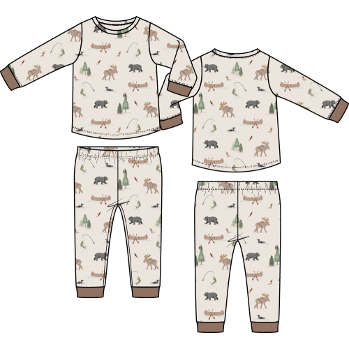 Northern Woodland Animals - Long Sleeve Loungewear Set – Angel Dear