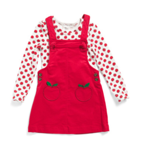 Toddler Girls 2pc Apple Printed Top And Corduroy Jumper Dress Set | Toddler Girl Dresses | Marshalls