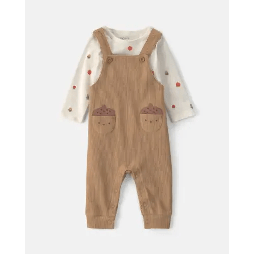 Baby 2-Piece Thanksgiving Thermal Long-Sleeve Overall Set - Brown | Carter's