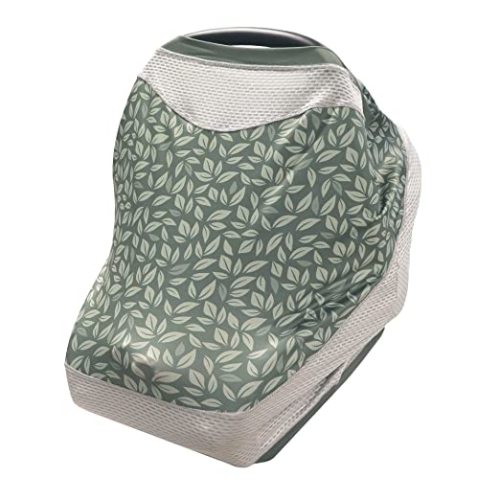 Boppy 4 and More Multi-use Cover | Green Leaves | Quick Drying UPF 50+ Knit Fabric and Breathable Mesh | Car Seat Canopy, Nursing Cover, Shopping Cart Cover, High Chair Cover and More
