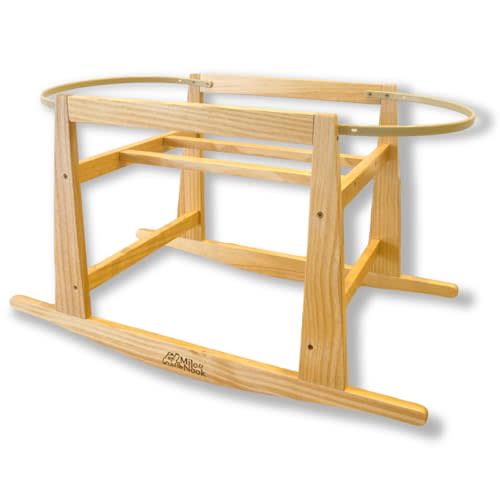 Baby Moses Basket Stand | Solid Pine Wood Structure, Sturdy & Safe, Lightweight, Portable Rocking Bassinet, Basket Not Included