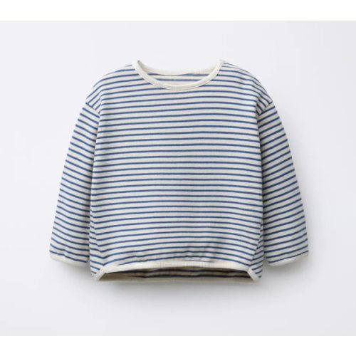 STRIPED T-SHIRT - Ecru / Blue | ZARA United States