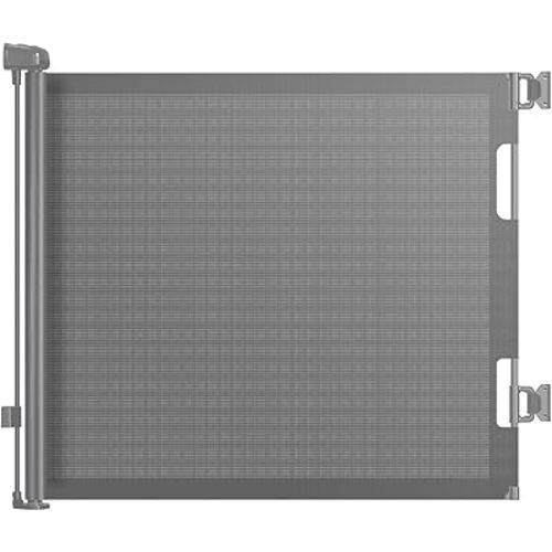 HAMOPY Retractable Baby Gate, 33" Tall, Extends up to 55" Wide, Durable Auto-Lock Baby Gate for Stairs, Mesh Dog Gate and Child Safety Gates for Doorways, Hallways, Indoor, Outdoor(Grey)