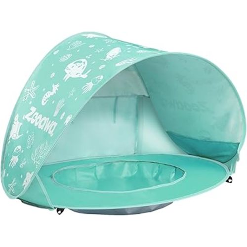 Zooawa Baby Beach Tent, Pop Up Beach Tent Sun Shade for Beach, Portable Shade Pool UV Protection Sun Shelter for Infant with Beach Sand Toys Set