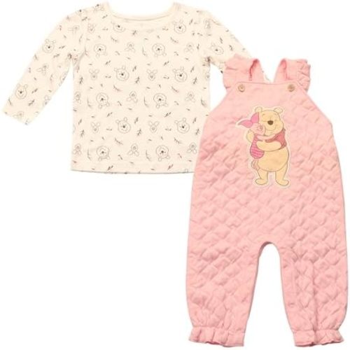 Magic Threadz Disney Clothes Baby Girls Overall Set – Long Sleeve Top & Romper with Minnie and Winnie the Pooh (0–24M)