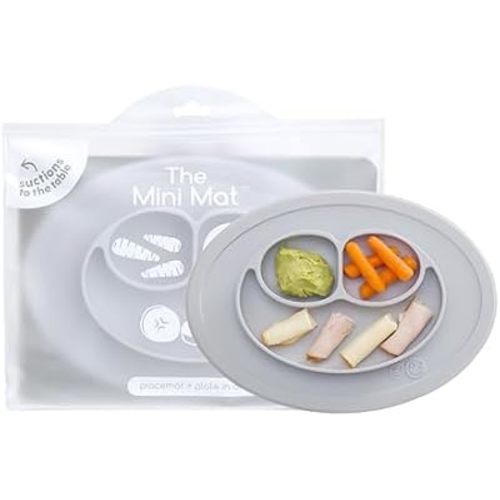 ezpz Mini Mat (Pewter) - 6-12 Months+ - Supports Baby-Led Weaning