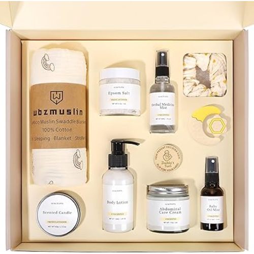 New Mom Gifts, 11 Luxury New Mom Care Package After Baby, Pregnancy Gifts for Expecting Mom To Be, Postpartum Gifts Basket with New Mommy and Baby Essentials for Baby Shower, First Time Mom (Yellow)