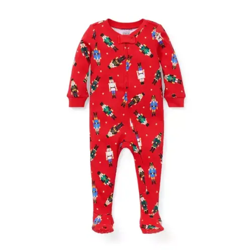 Newborn Holiday Red Nutcracker Baby Good Night Footed Pajama In Holiday Nutcracker by Janie and Jack