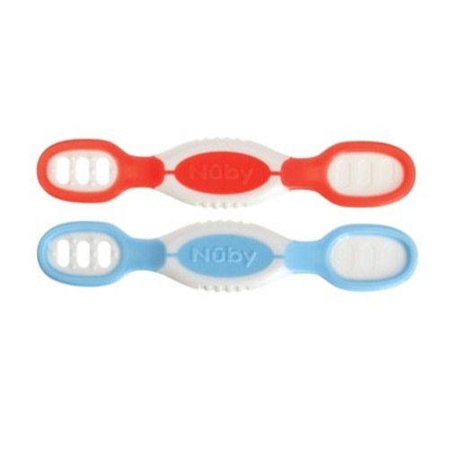 Nuby Dip or Scoop Spoons - Boy - 2pk: Silicone Baby Spoons, 4 Inch Length