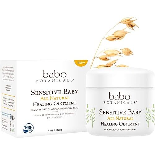 Babo Botanicals Sensitive Baby Fragrance-Free All Natural Healing Ointment - 99% Organic & 1% Colloidal Oat - Steroid-Free - NSF Certified - for Eczema, Irritated/Itchy Skin - Face, Body, Diaper Area