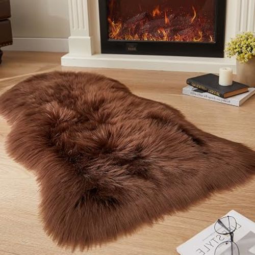EasyJoy Ultra Soft Fluffy Shaggy Area Rug, 2 x 4 ft, Coffee