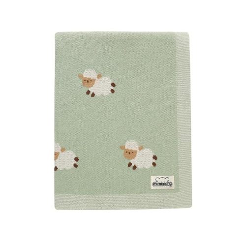 Baby Blanket Knit Receiving Boys Girls Cute Sheep Blanket | Soft Cotton Neutral Blanke for Swaddle Crib Stroller 30x40 Inch Lightgreen