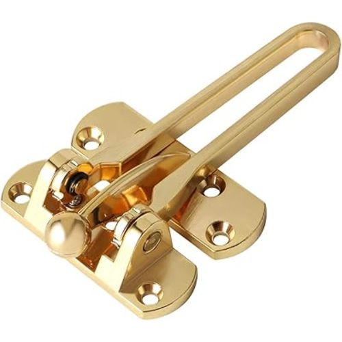 Alise Swing Bar Door Guard,Door Latch Lock for Front Doors and Inside Doors,Door Security Latch for Kids Safety,Hinged Swing-in Doors,Home Security, Hotel Door Latches, Gold Finish(1 P)