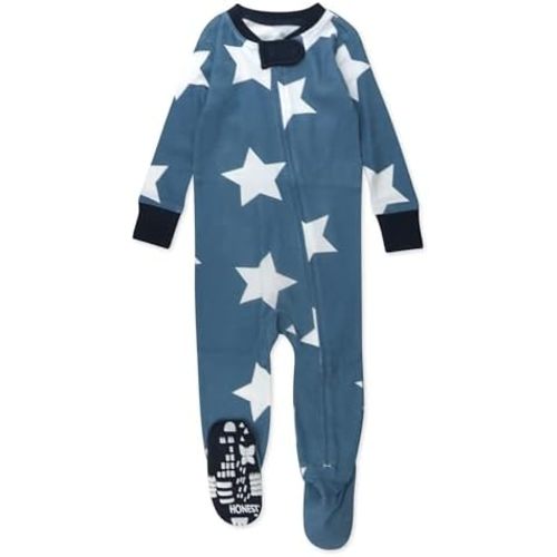 HonestBaby Baby Celebration Non-Slip Footed Pajamas One-Piece Sleeper Zip-Front Pjs 100% Organic Cotton