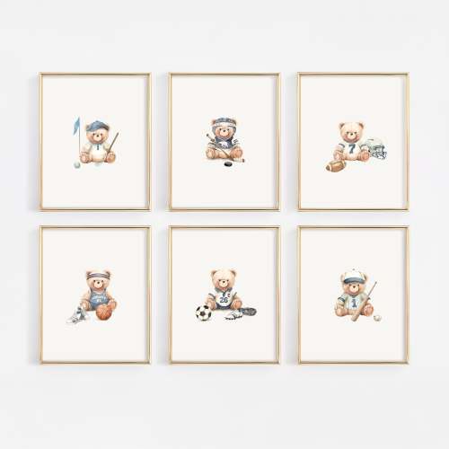 Vintage Sports Nursery Wall Art Prints (Set of 6) | 243 baby®