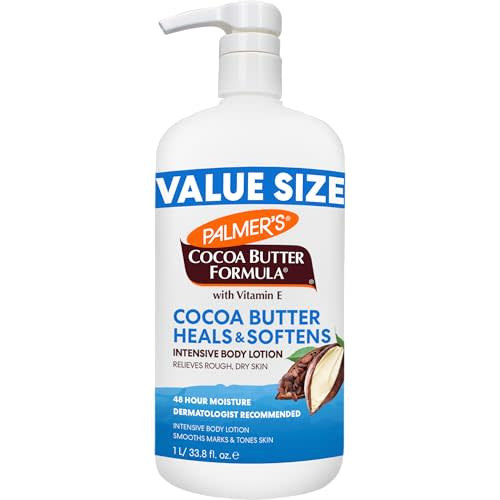Palmer's Cocoa Butter Body Lotion Formula, Daily Skin Therapy (33.8 Fl Oz) | With Vitamin E to provide 48 hour deep hydration for rough, dry and eczema prone skin. Convenient pump for whole family use.