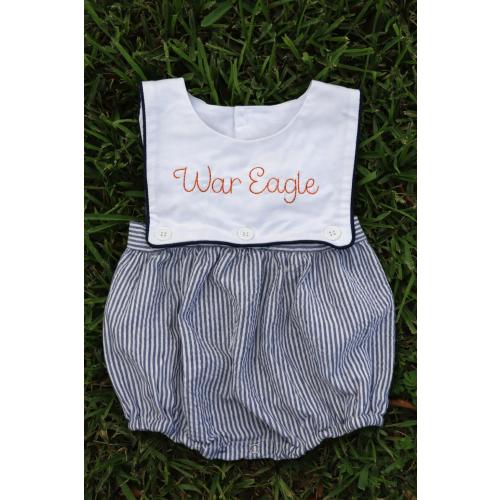 Personalized Seersucker Baby Bubble: Embroidered Auburn Game Day Outfit