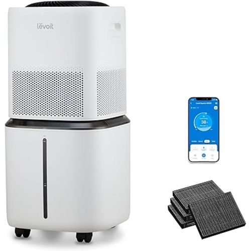Levoit Evaporative Humidifiers for Bedroom Baby, 4.5L for Large Room Up to 600ft², 19dB, No White Dust, Long-Lasting Reusable Filter, Auto Mode, Self-Clean & Dishwasher Safe, Superior Studio Smart