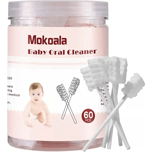60Pcs Baby Tongue Cleaner, Baby Toothbrush, Disposable Infant Mouth Cleaner, Soft Gauze Toohthbrush Toddler Oral Cleaning Stick Dental Care for 0-36 Month Newborn