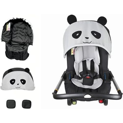 Compatible with Doona Car Seat & Stroller: 4-in-1 Black White Replacement Cover Accessories Kit with Seat Cushion, Canopy & Shoulder Pads for Baby