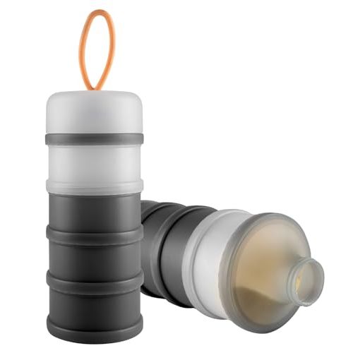 2 Pack Baby Formula Dispenser on The Go, Portable Formula Container to Go, Non-Spill Stackable BPA Free Baby & Kids Snack Containers - Grey