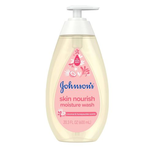 Johnson's Baby Skin Nourish Baby Moisture Wash + Coconut & Honeysuckle Scents Cleanses & Leaves Skin Moisturized, Hypoallergenic Body Wash, Baby Bath Essential, Sulfate-Free, 20.3 fl. oz