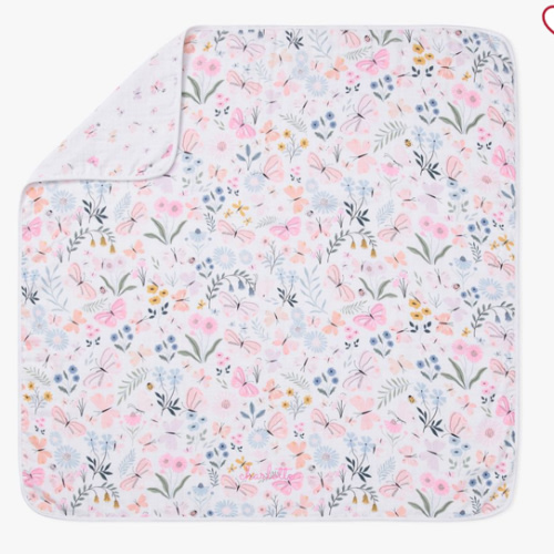 Wildflower Butterfly Oversized Organic Muslin Baby Blanket