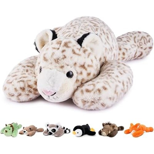 Niuniu Daddy Snow Leopard Weighted Stuffed Animals, Plush Pillow for Kids