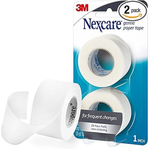 Nexcare Gentle Paper Tape, Medical Paper Tape, Secures Dressings and Lifts Away Gently - 1 In x 10 Yds, 2 Rolls of Tape