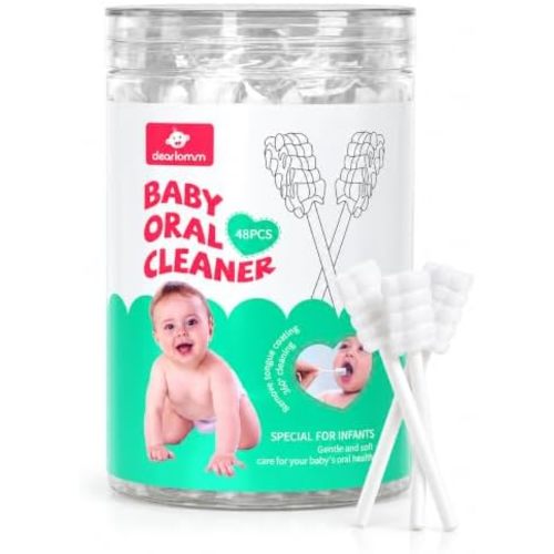 dearlomum 48 Count Baby Tongue Cleaner, Newborn Infant Toothbrush, 1 Jar