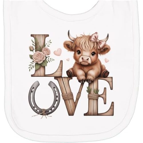 inktastic Cute Highland Cow Love Floral Newborn Bib