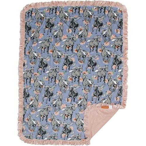 Dear Baby Gear - Reversible Baby Blankets - Soft Nursery Blanket for Newborn - Toddler Blankey - Throw Blanket for Boys & Girls - Infant Blankets - 40x30 (Horse on Lavender Floral Print)