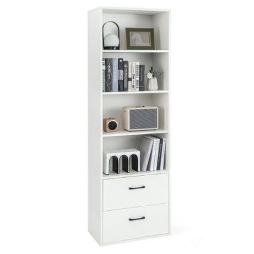 Costway 6-Tier Tall Bookshelf Freestanding Modern Bookcase Black Storage Cabinet White/Black