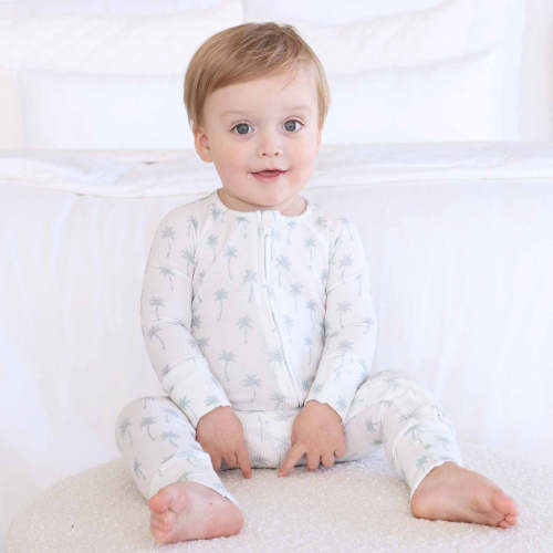 Beachy Bamboo Waffle Convertible Zip Rompers