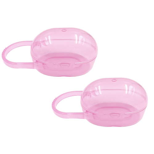 2 Pcs Pacifier Case Pacifier Holder Case Transparent Container Box Pacifier Container Pacifier Nipple Holder Case Container Boxes for Travel, 3.11x2.05x1.93 Inch, Pink