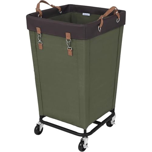 StorageWorks 160L Laundry Basket with Wheels, Large Rolling Hampers for Clothing Organizer, Dirty Clothes Basket for Hotel, Home, Closet, Dorm, Green