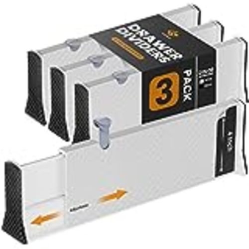 Amazon.com: JONYJ Drawer Dividers Organizer 4 Pack, Adjustable Separators 4" High Expandable from 11-17" for Bedroom, Bathroom, Closet,Clothing, Office, Kitchen Storage, Strong Secure Hold, Foam Ends(White) : Home & Kitchen