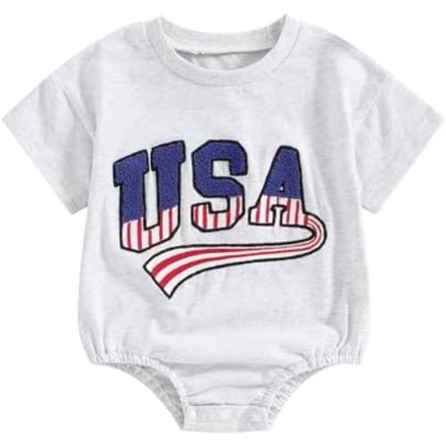 4th of July Baby Outfit Boy Girl My First Fourth of July Bubble Romper Oversized Onesie Toddler USA Clothes