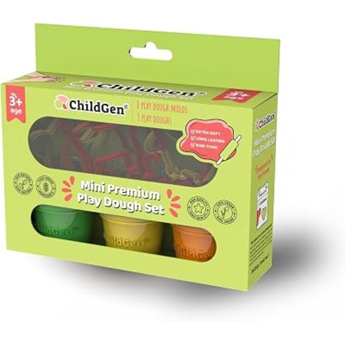 ChildGen Natural Play Dough Set, Non-Toxic, Super Soft, Long Lasting Playdough, Modeling Dough, Kids Arts & Crafts, Preschool Toys, 6-Pack of 4.5-Ounce Cans (Starter Set)