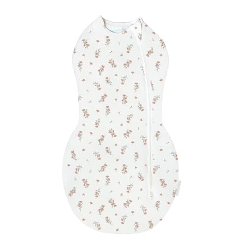Happiest Baby Sleepea Comforter Swaddle - 100% Organic Cotton Baby Swaddle Blanket - Doctor Designed Promotes Healthy Hip Development (Ivory Wildflowers, Small)
