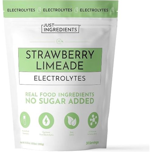 JUST INGREDIENTS Strawberry Limeade Electrolytes - No Sugar - 30 Servings