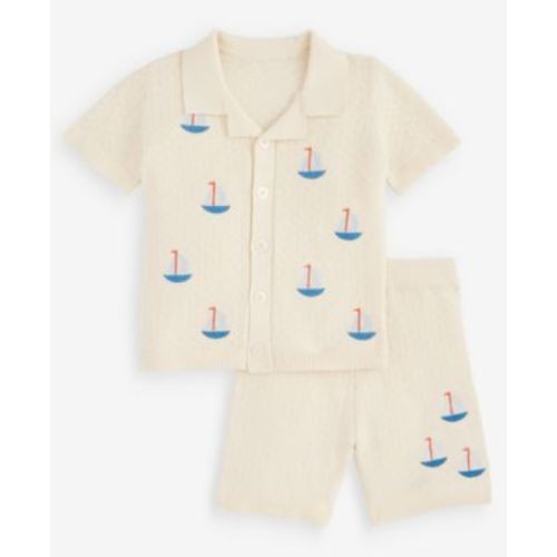 Baby Boys' 3M-24M Cotton Sailboat Crochet Shirt & Shorts, 2-Piece Set, Macy's Exclusive