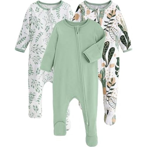 Amazon.com: Yoofoss Baby Pajamas 100% Organic Cotton Baby Sleepers for 0-3 Months Boys Girls Clothes, 3-Pack Soft infant Toddler Footed PJs with Mitten Cuffs, Zipper Footies Pajamas: Clothing, Shoes & Jewelry