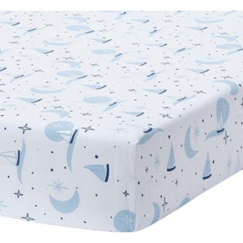 Little Skipper Cotton Nautical Sailboat Fitted Crib/Toddler Sheet
