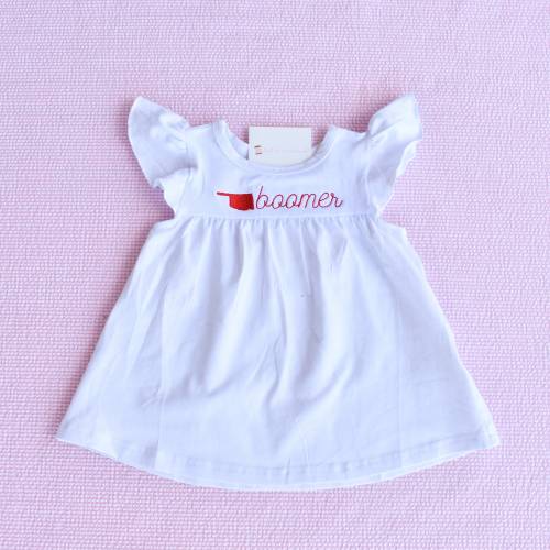 Oklahoma Sooners Baby Dress: Game Day Flutter Sleeve Dress