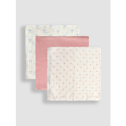 Pink 3-Pack Muslins Hearts & Bows